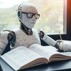 AI robot reading books