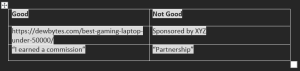 Affiliate table