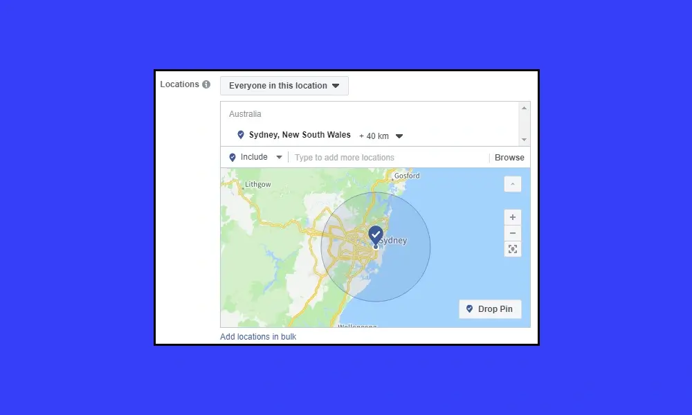facebook ad Location and Radius Targeting